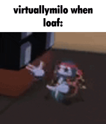 a picture of a cartoon character with the words `` virtually milo when loaf ''