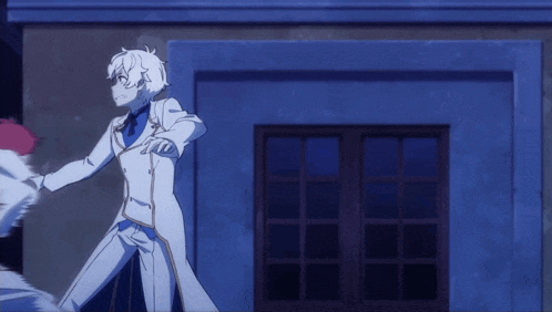 a couple of anime characters are fighting in a room