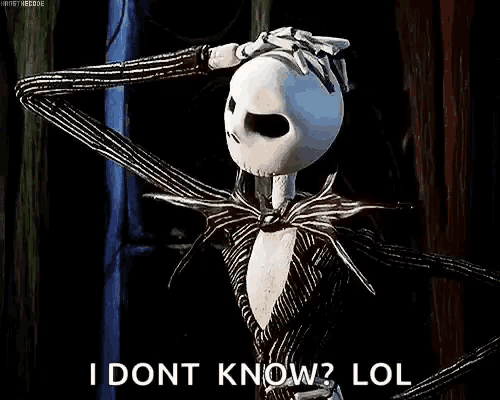 jack skellington from the nightmare before christmas is making a funny face .