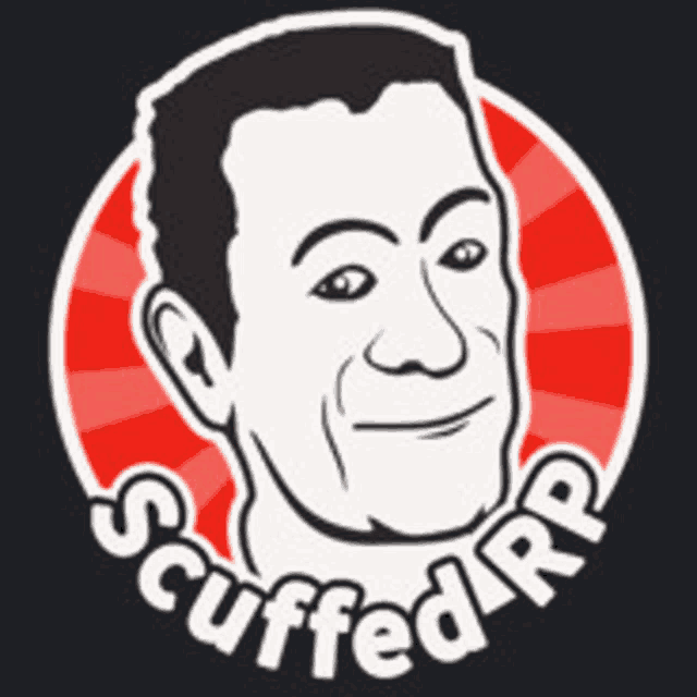 a logo for scuffed rp with a man 's face