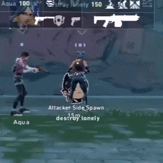 a screenshot of a video game with the words attacker side spawn destroy lonely on the bottom .