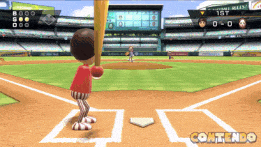 a baseball game is being played in a stadium and the score is 0-0