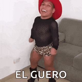 a man wearing a red hat and shorts is dancing in a living room .