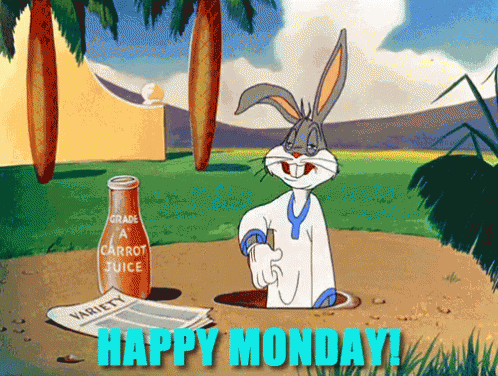 Happy Monday - Looney Tunes GIF - Happy Monday Bugs Bunny Scratch GIFs