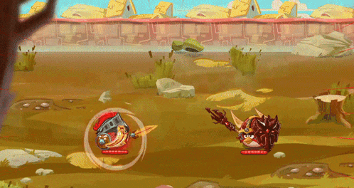 a video game with a knight and a monster