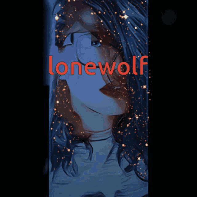 a picture of a woman with the word lonewolf written on it