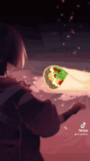 a drawing of a person holding a burrito that says tik tok on the bottom