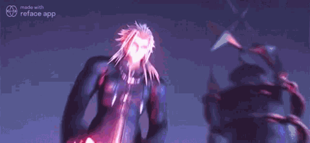 a cartoon character is holding two swords in his hands in a dark room .