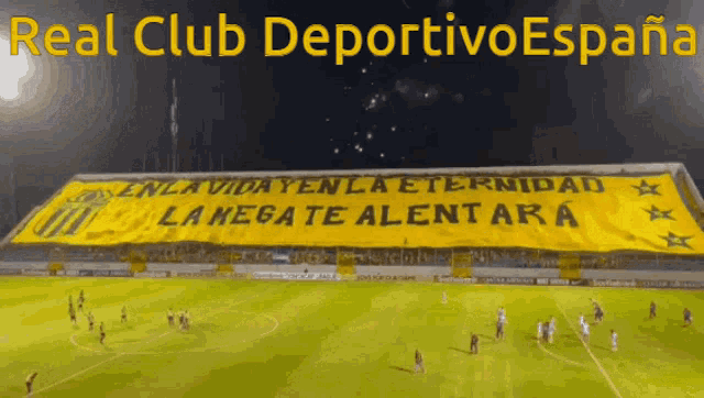 a soccer field with a banner that says " real club deportivoespana "
