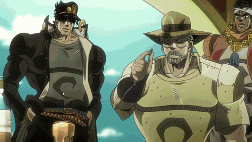 a man in a hat stands next to another man