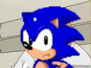 a pixelated image of sonic the hedgehog with a caption that says ' illmaker.me '