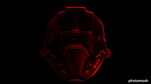 a picture of a red helmet with the words photomosh below it