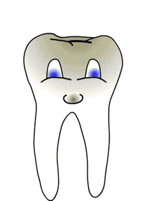 a cartoon drawing of a tooth being examined by a dental drill
