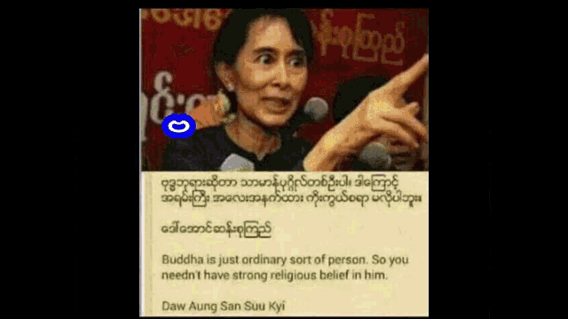 a picture of a woman pointing with a quote from buddha