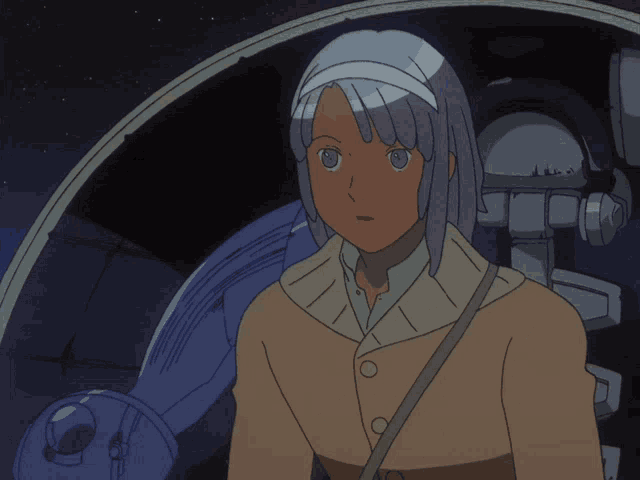 a cartoon drawing of a woman standing next to a blue robot