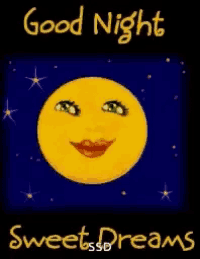 a good night sweet dreams card with a smiling moon