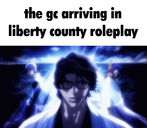 a picture of a man with the words the gc arriving in liberty county roleplay above him