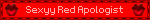 a red banner with the words sexy red apologist on it