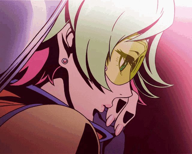 a cartoon drawing of a girl with green hair and yellow sunglasses