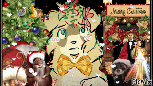 a merry christmas greeting card with a picture of a sheep