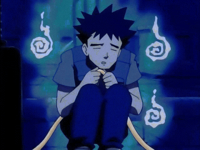 a cartoon of a boy with a swirl around him