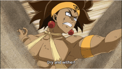 a cartoon character says " dry and wither " while laying in the dirt