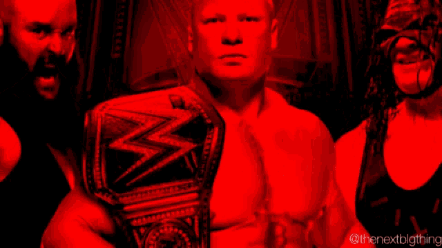the word royal is on a red background with three wrestlers