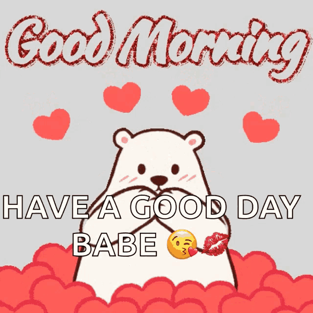 a good morning greeting card with a hamster kissing