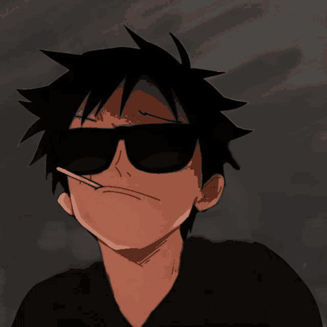 a drawing of a person wearing sunglasses and a cigarette in their mouth
