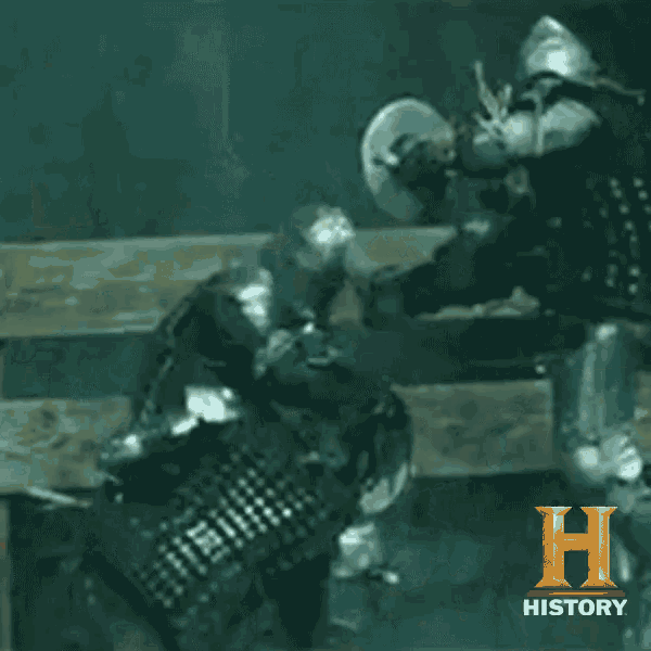 a poster for history shows a man in armor fighting another man