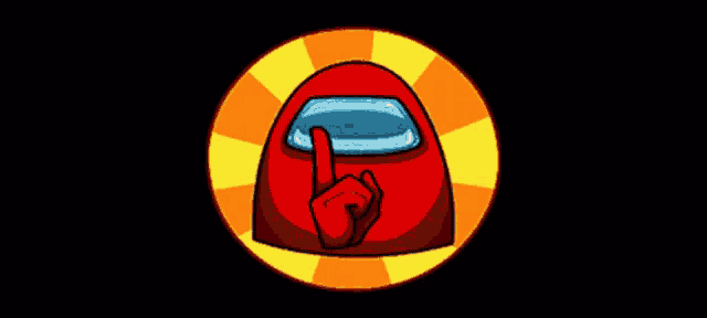 a red among us character is holding his finger to his lips
