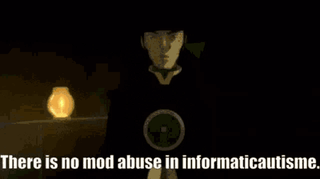 a light bulb is lit up with the words there is no mod abuse in informaticautisme