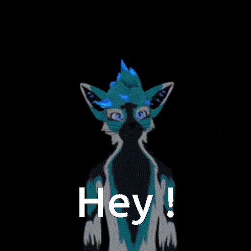 a drawing of a furry animal with the words hey on it .