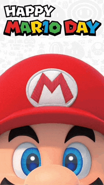 a poster for happy mario day with a close up of mario 's face