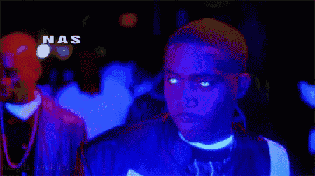 a man with nas written on the bottom of his head