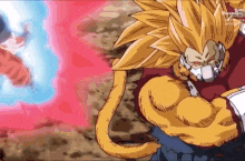 a cartoon character is fighting another cartoon character in a battle .