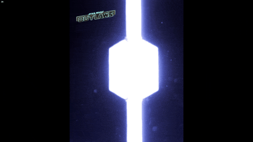 a poster for star wars outlaws with a blue light coming out of it