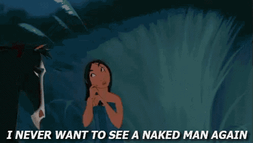 a naked woman is standing next to a horse with the words i never want to see a naked man again