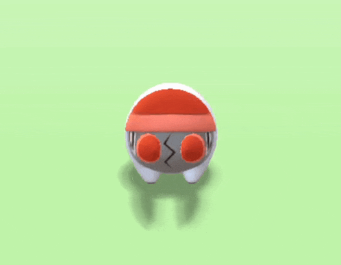 a cartoon character with a red hat and orange wings