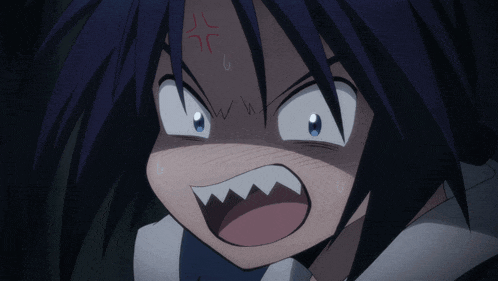 a close up of a cartoon character 's face with a very angry expression