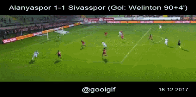a soccer game between alanyaspor and sivasspor is shown