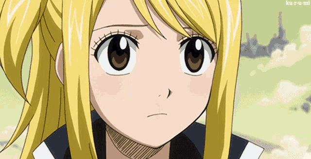 a close up of a girl 's face with the words kuro-u-mi below