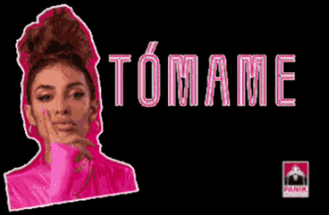 a woman in a pink hoodie is next to the words to mame fourer