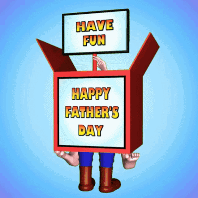 a happy father 's day card with a man in a box