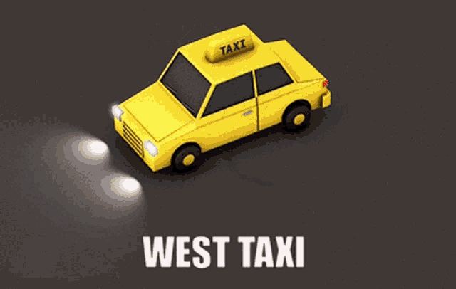 a yellow taxi with the word taxi on the top of it