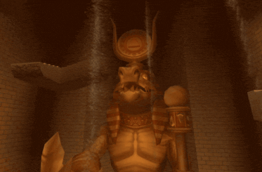 a computer generated image of a statue with the letter n on its chest