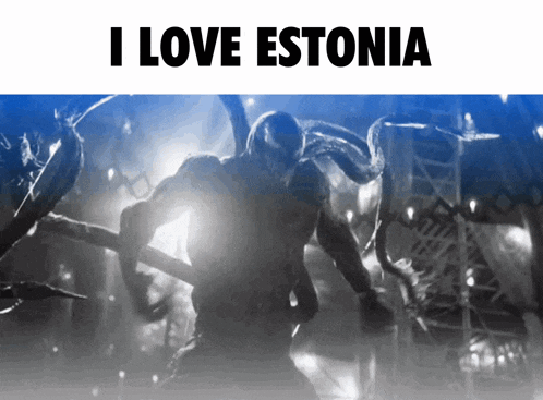 a poster that says i love estonia with a picture of a monster