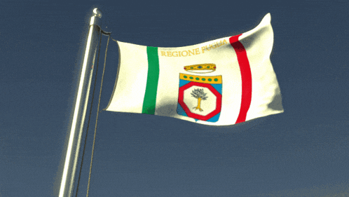 a flag that says " regione puglia " on it