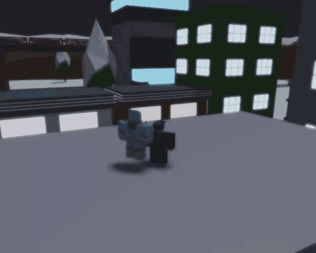 a cartoon character standing on top of a building