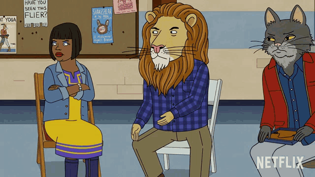 a cartoon shows a man with a lion head